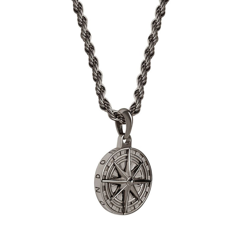 Gun Metal Compass Pendant - VIRAGE London