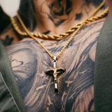 Gun Metal & Gold Crucifix Pendant - VIRAGE London
