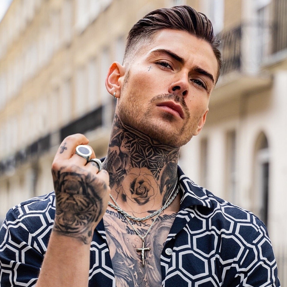 Men's Gun Metal & Silver Crucifix Pendant | VIRAGE London