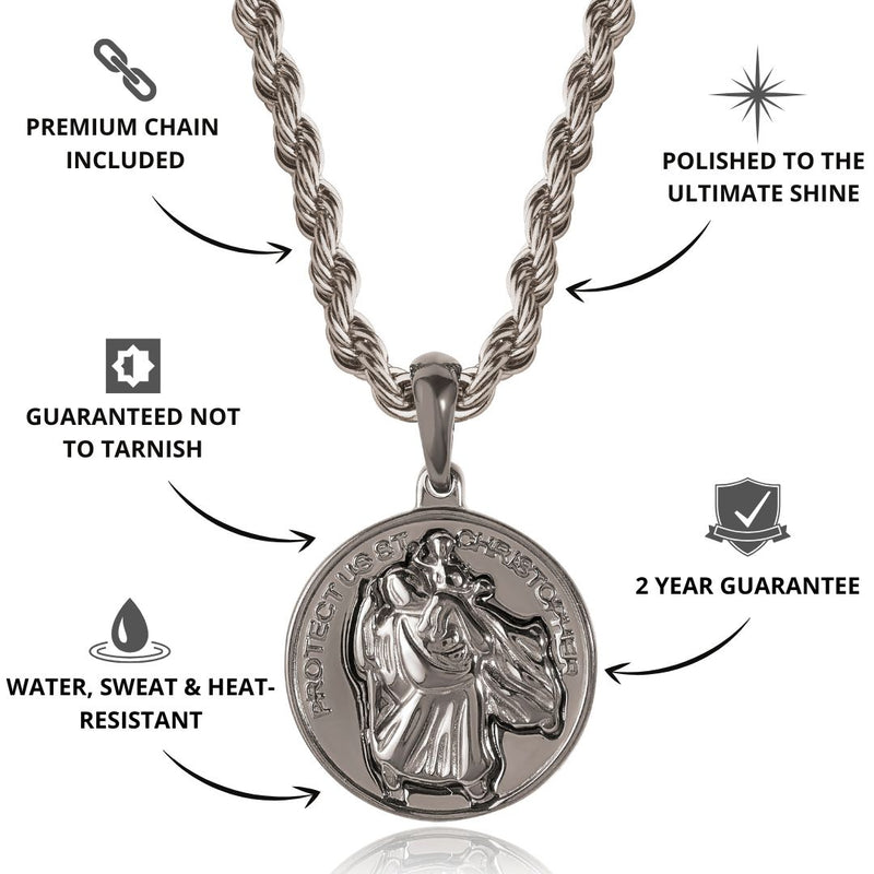 Gun Metal St Christopher Pendant - VIRAGE London
