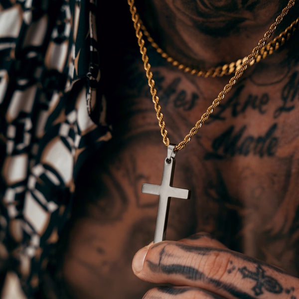 Gun Metal & Gold Cross Pendant - VRAGE London