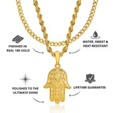 Gold Hamsa Pendant & Cuban Chain Set - USPs - VIRAGE London, 5401