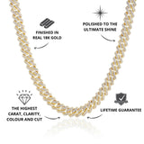 Gold Iced Prong Cuban Chain 14mm - USP's - VIRAGE London, 10020002011418