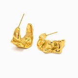 Irregular Hammered Hoop Earrings Gold - VIRAGE London