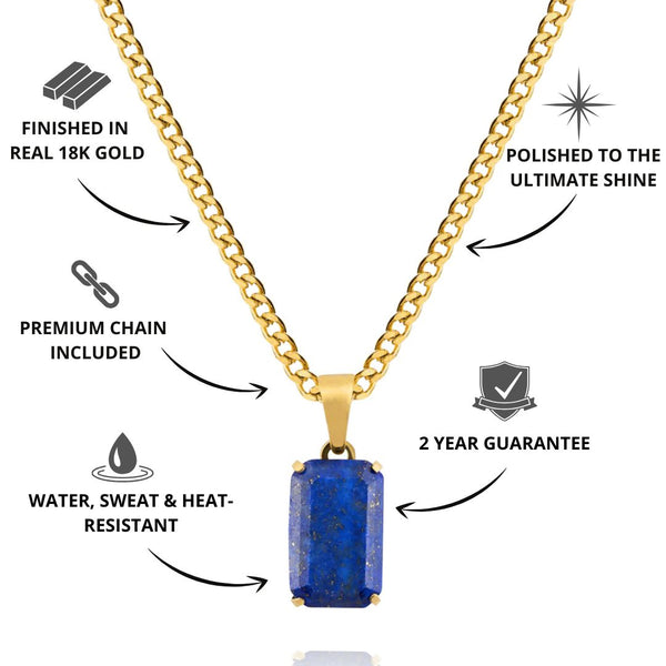 Gold Lapis Pendant - USPs - VIRAGE London