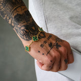 Gold Malachite Clover Bracelet - VIRAGE London