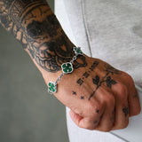 Silver Malachite Clover Bracelet - VIRAGE London