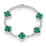 Silver Malachite Clover Bracelet - VIRAGE London