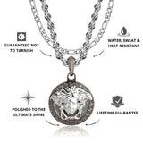 Silver & Gun Metal Medusa Pendant & Figaro Chain Set USPs - VIRAGE London, 2901