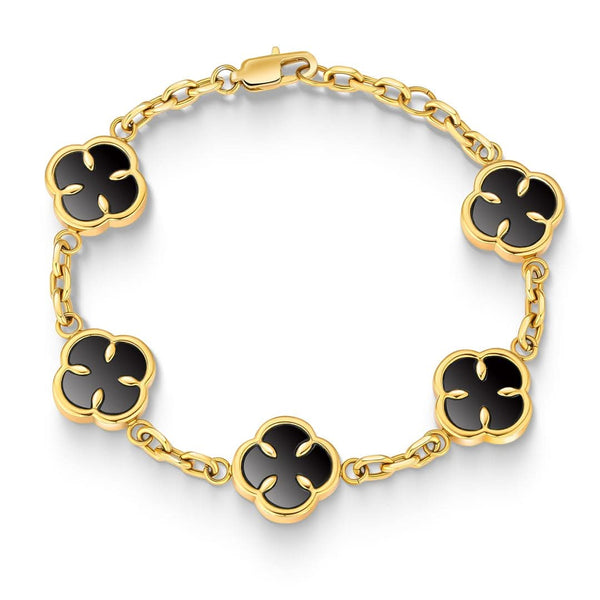 Onyx Clover Bracelet Gold | Men display picture 1