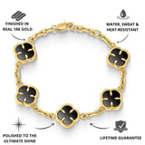 Gold Onyx Clover Bracelet - USPs - VIRAGE London