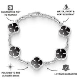 Silver Onyx Clover Bracelet - USPs - VIRAGE London
