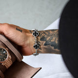 Silver Onyx Clover Bracelet - VIRAGE London