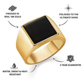 Gold Onyx Square Signet Ring - USPs - VIRAGE London