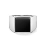 Silver Onyx Square Signet Ring - VIRAGE London
