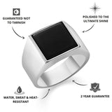 Silver Onyx Square Signet Ring - USPs - VIRAGE London