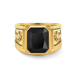 Gold Onyx Statement Signet Ring - VIRAGE London