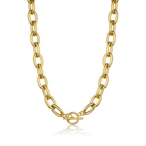 Oval Link T-Bar Chain Necklace Gold - VIRAGE London