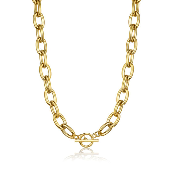 Oval Link T-Bar Chain Necklace Gold - VIRAGE London