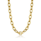 Oval Link T-Bar Chain Necklace Gold - VIRAGE London