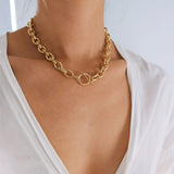 Oval Link T-Bar Chain Necklace Gold - VIRAGE London