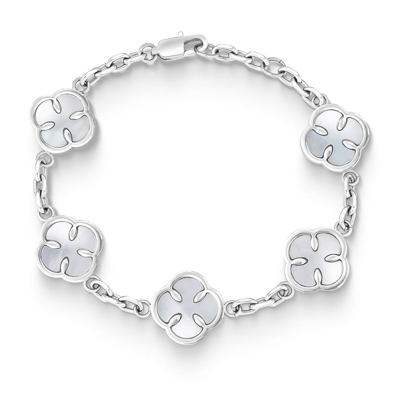 Silver Pearl Clover Bracelet - VIRAGE London