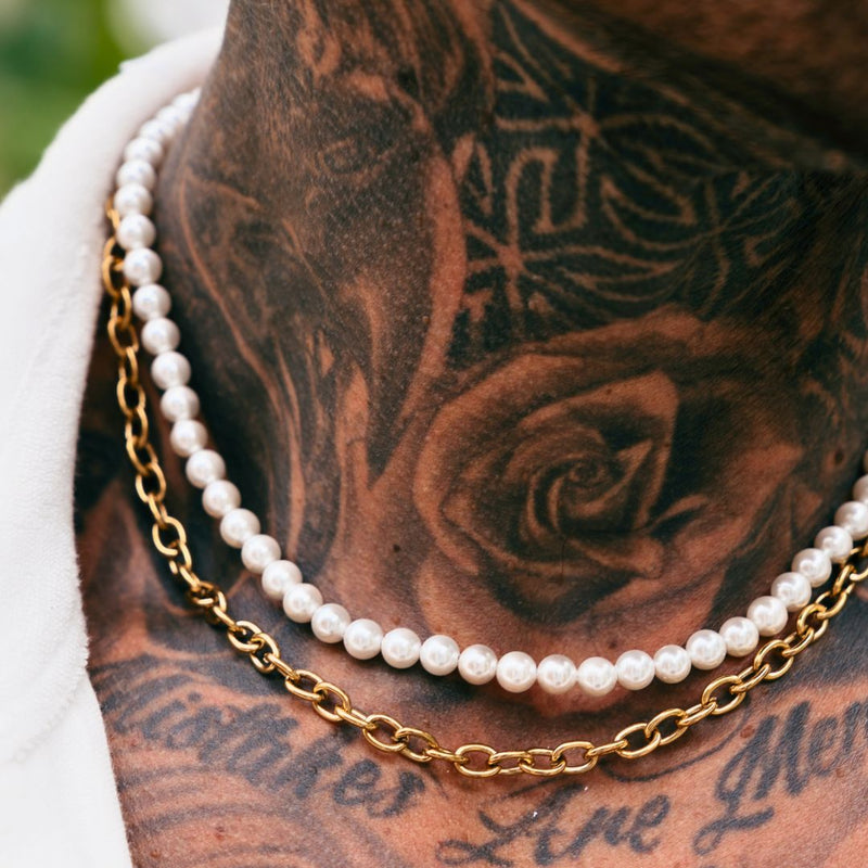 Gold Pearl x Oval Link Chain - VIRAGE London