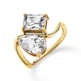 Radiant & Pear Cut Luminaire Ring Gold - VIRAGE London