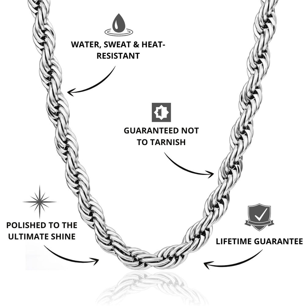 Rope Chain Silver 8mm | Men's Silver Rope Chain | VIRAGE London