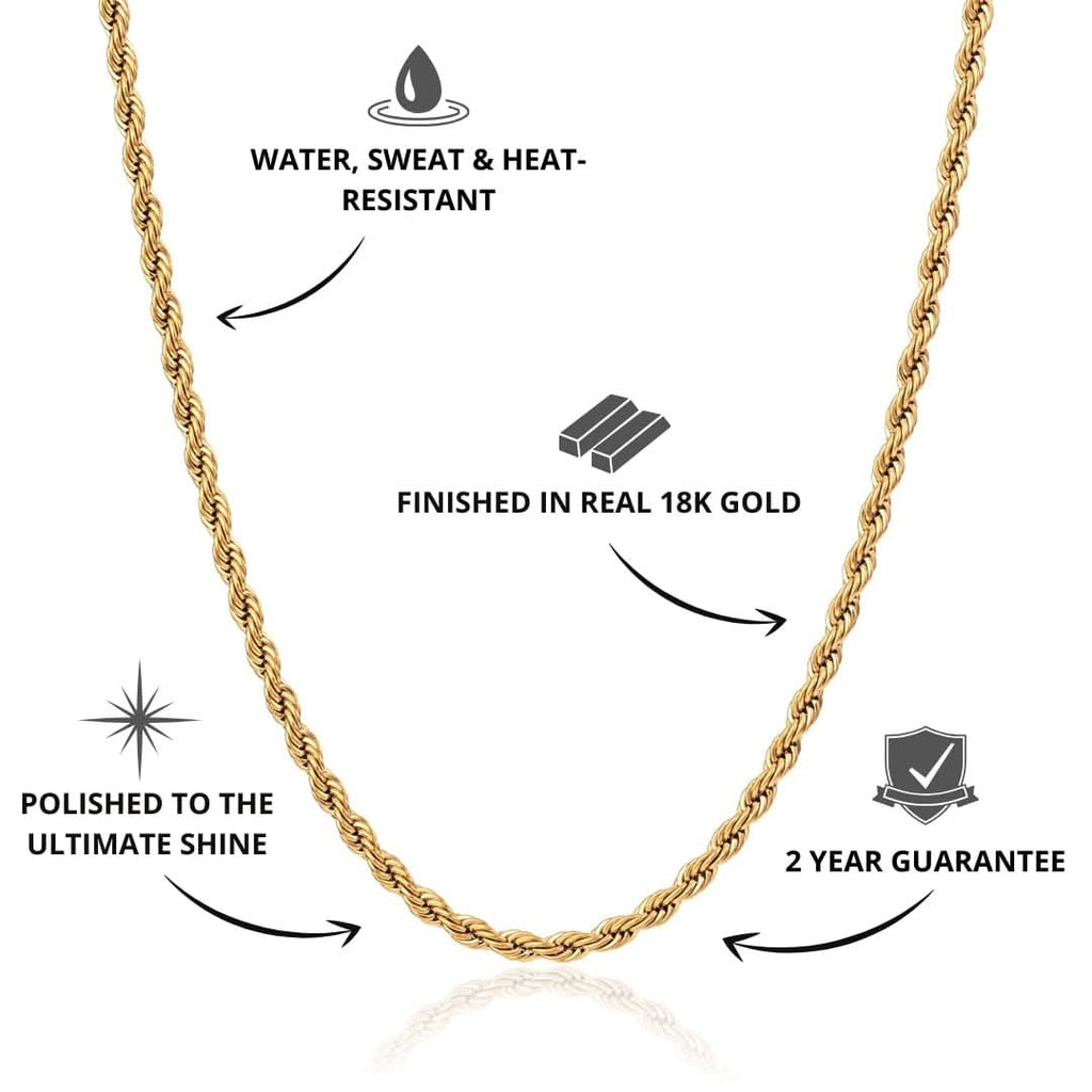 Men's Rope Chain Gold 2mm | VIRAGE London