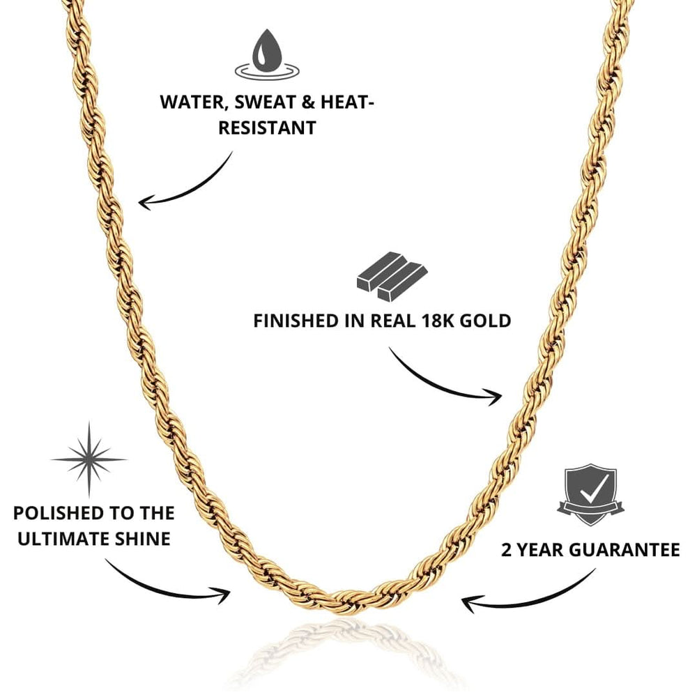 Men's Rope Chain Gold 3mm | VIRAGE London