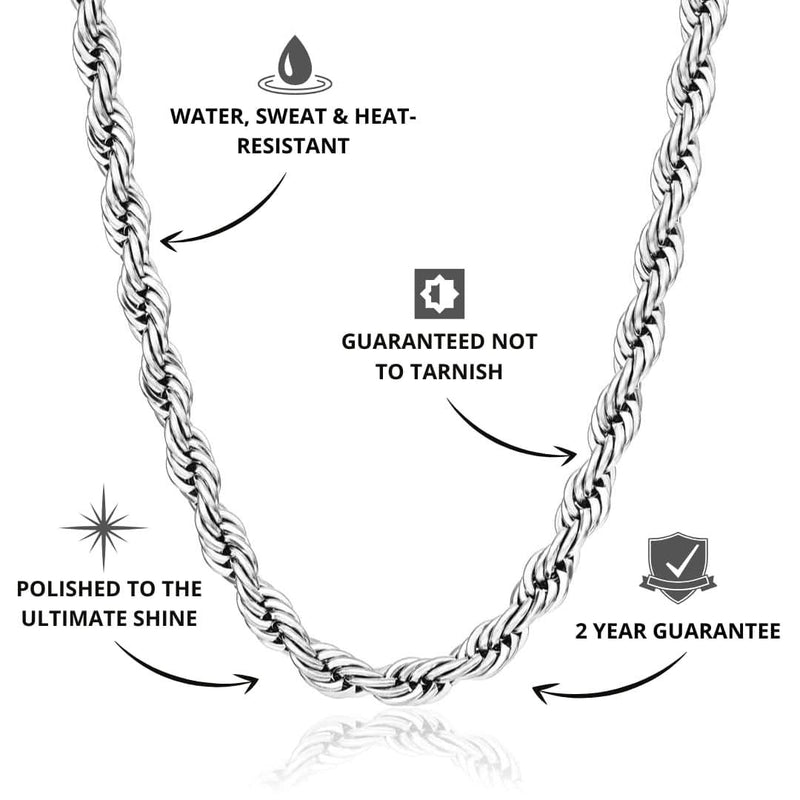 Rope Chain Silver 5mm | Men's Silver Rope Chain | VIRAGE London
