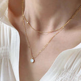 Round White Shell Layered Necklace Gold Success - VIRAGE London