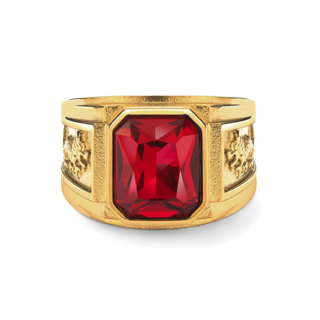 Men's Ruby Statement Ring Gold | VIRAGE London