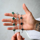 Silver Malachite Clover Bracelet - VIRAGE London