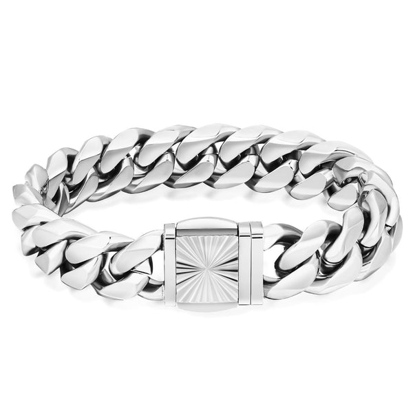 Silver Cuban Bracelet 14mm - VIRAGE London