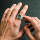 Silver Emerald Statement Ring - VIRAGE London, 5061034732355