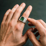 Silver Emerald Statement Ring - VIRAGE London, 5061034732355