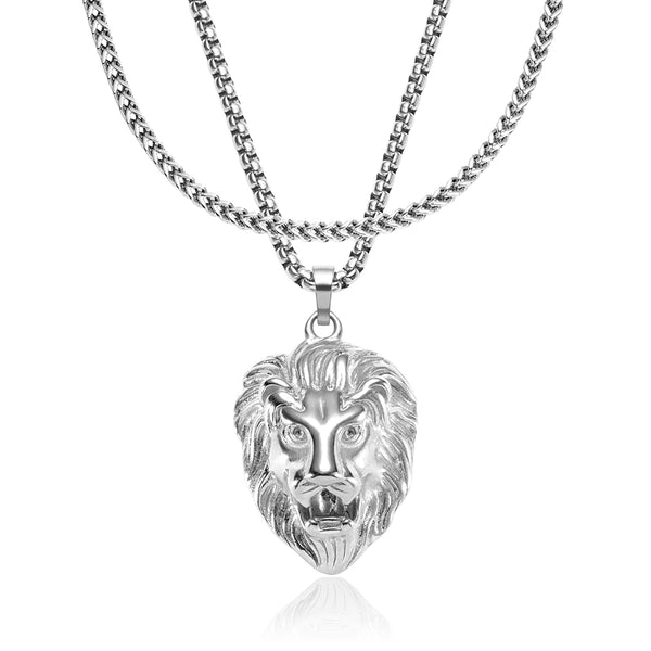 Silver Lion Pendant & Franco Chain Set - VIRAGE London, 1111