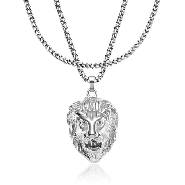Silver Lion Pendant & Franco Chain Set - VIRAGE London, 1111