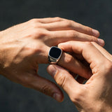 Silver Onyx Oval Signet Ring - VIRAGE London, 5061034731624