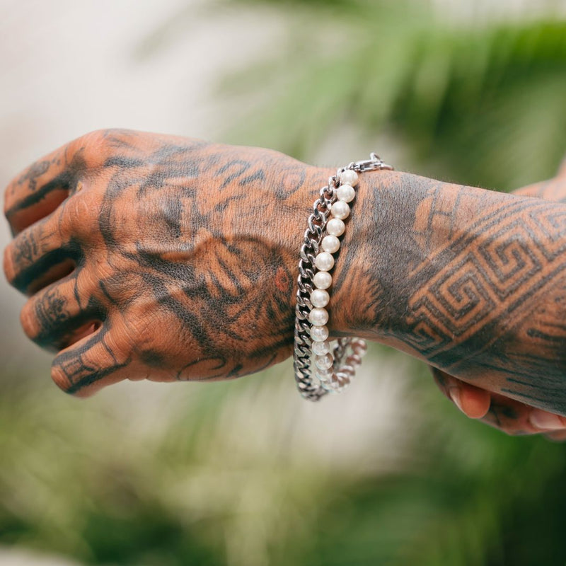 Silver Pearl x Cuban Bracelet - VIRAGE London