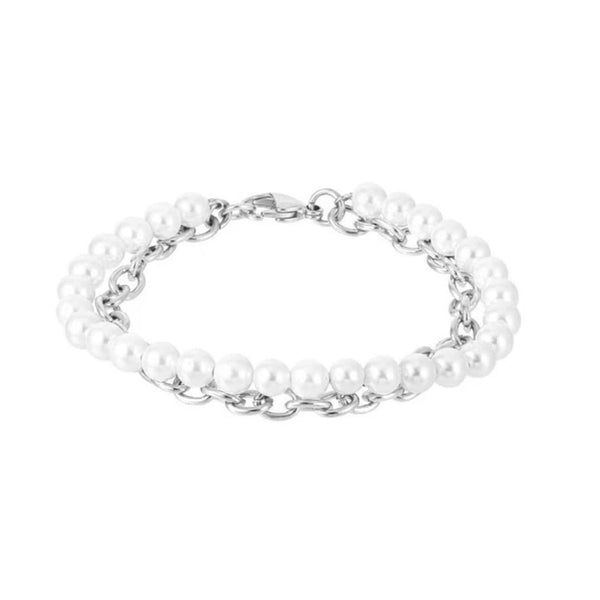 Silver Pearl x Oval Link Bracelet - VIRAGE London