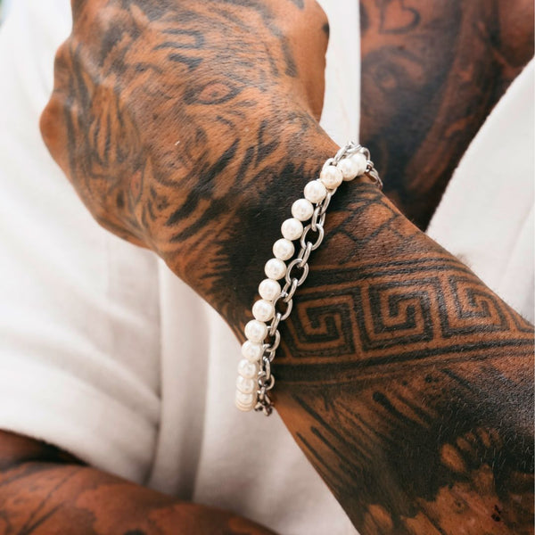 Silver Pearl x Oval Link Bracelet - VIRAGE London