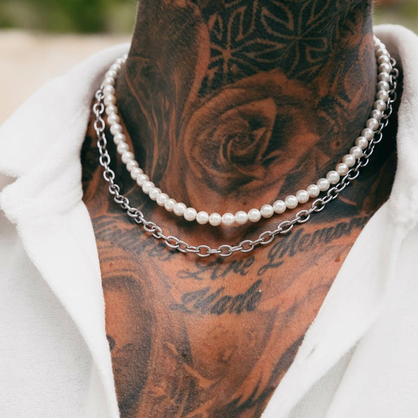 Silver Pearl x Oval Link Chain - VIRAGE London