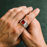 Silver Ruby Statement Ring - VIRAGE London, 5061034732416