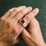 Silver Ruby Statement Ring - VIRAGE London, 5061034732416