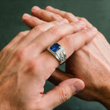 Silver Sapphire Statement Ring - VIRAGE London, 5061034732447