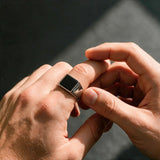 Silver Onyx Square Signet Ring - USPs - VIRAGE London, 5061034731952