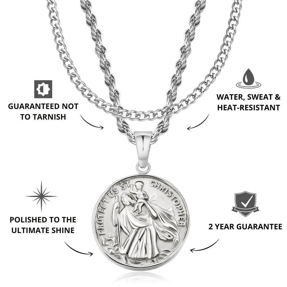 Men's Silver St Christopher x Cuban Set | VIRAGE London